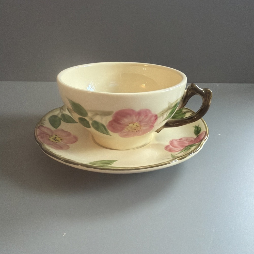 Vintage 1960s Franciscan Earthenware "Desert Rose"  Teacup & Saucer Cottagecore